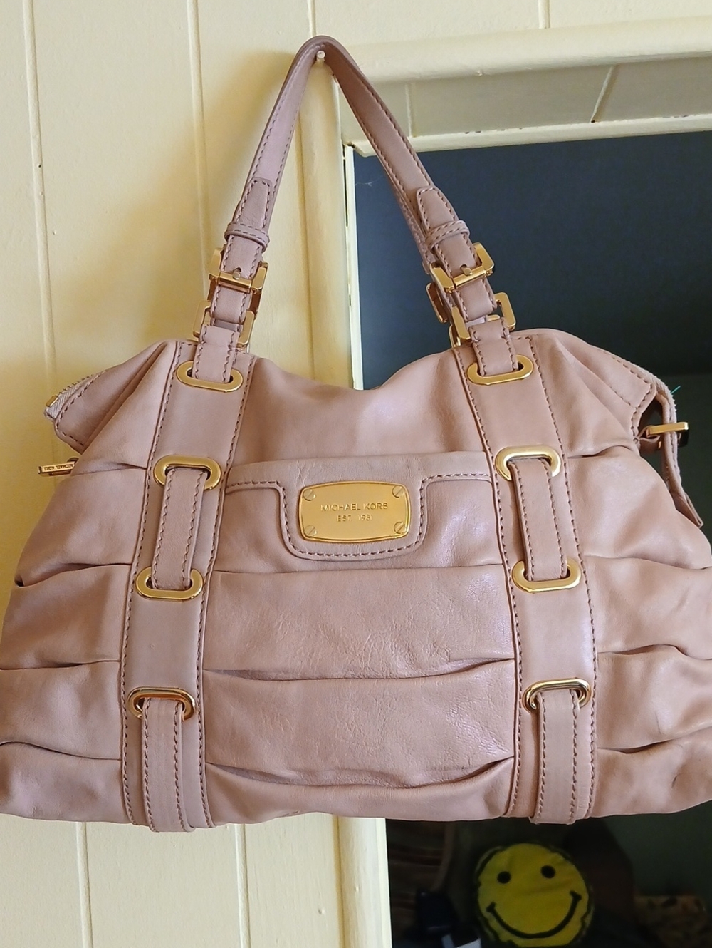 Michael Kors Dusty Pink Leather Shoulder Bag with Gold Hardware
